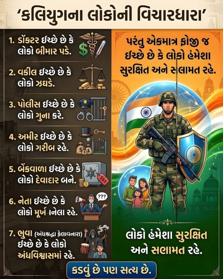 Article : કળિયુગનું કડવું સત્ય અને નિઃસ્વાર્થ સેવાનો પર્યાય – આપણો જવાન
