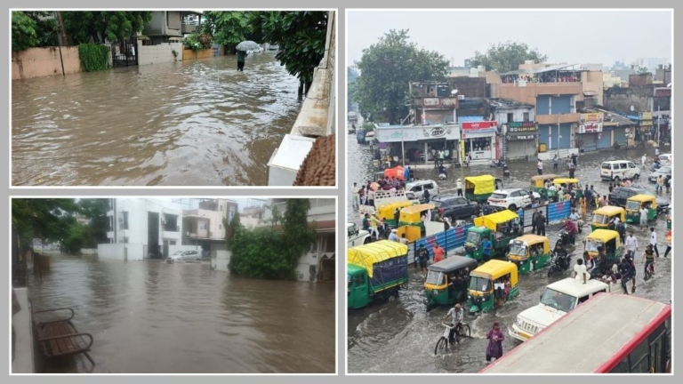 Gujarat : અમદાવાદમાં 24 કલાકમાં સરેરાશ સાડા 3 ઈંચ વરસાદ: સરખેજ-વટવામાં 5.5 ઈંચથી વધુ, વાસણા બેરેજનો દરવાજો ખોલાયો