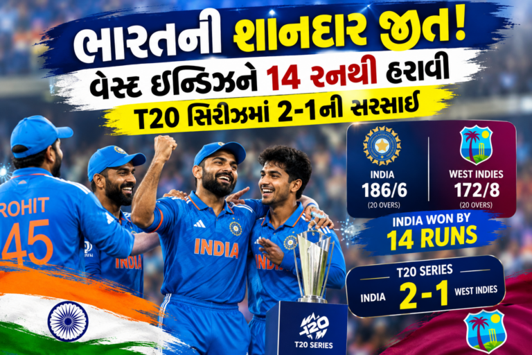 SPORTS :  ભારતની શાનદાર જીત! વેસ્ટ ઇન્ડિઝને 14 રનથી હરાવી T20 સિરીઝમાં 2-1ની સરસાઈ