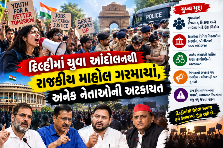 NATIONAL : દિલ્હીમાં યુવા આંદોલનથી રાજકીય માહોલ ગરમાયો, અનેક નેતાઓની અટકાયત