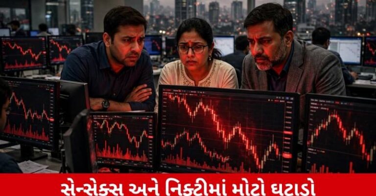 Business : સેન્સેક્સ 429 પોઈન્ટ ઘટીને 72,639 પર બંધ થયો, નિફ્ટીમાં 173 પોઈન્ટનો ઘટાડો; મેટલ અને રિયલ એસ્ટેટ શેરોમાં વેચવાલી