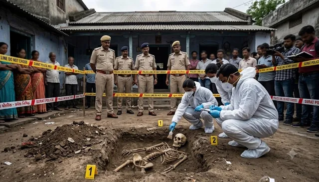 Gujarat : સુરતમાં 3 હત્યાઓનું રહસ્ય 4 વર્ષ બાદ ઉકેલાયું; સાસુ, નાની અને બહેનની હત્યા કરવામાં આવી , હવે ઘરના આંગણામાંથી હાડપિંજર મળતા ચકચાર