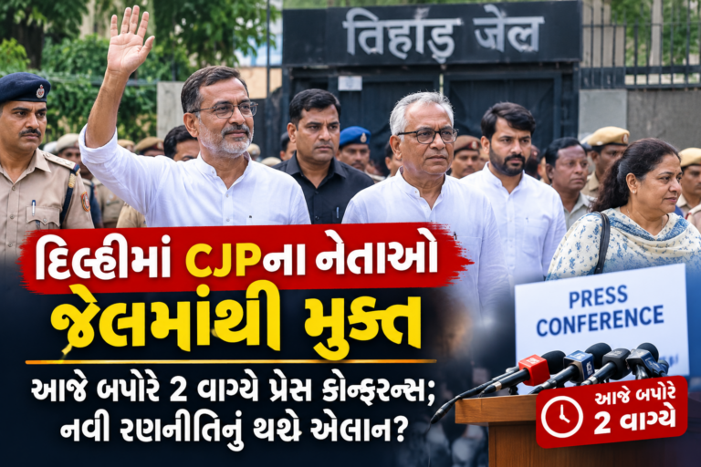 National : દિલ્હીમાં CJPના નેતાઓ જેલમાંથી મુક્ત, આજે બપોરે 2 વાગ્યે પ્રેસ કોન્ફરન્સ; નવી રણનીતિનું થશે એલાન?